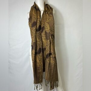 STUNNING BROWN GOLD PASILEY SCARF 28x72